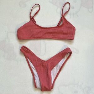 NWT Textured Two-Piece Bikini Set in Dusty Rose
